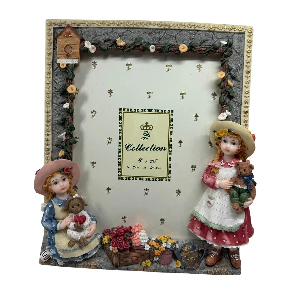 Montefiori Collection Picture Frame 3D Resin Girls Teddy Bear Cottagecore Decor